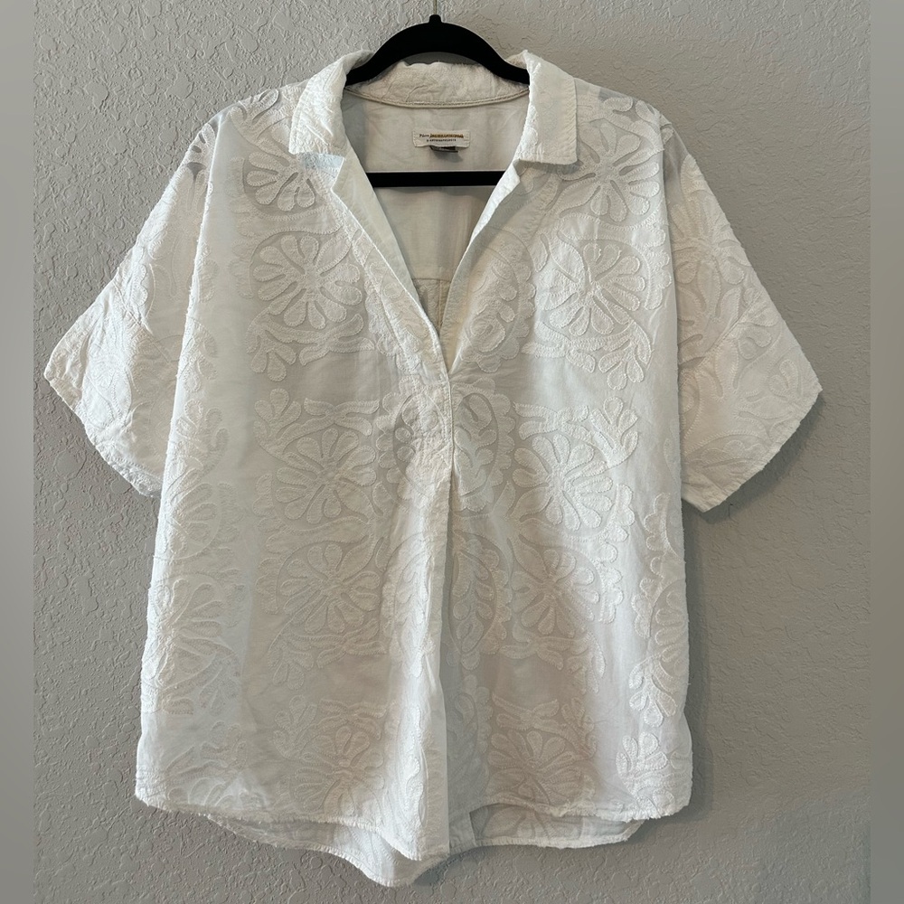 Pilcro Textured Blouse with Button Down Back